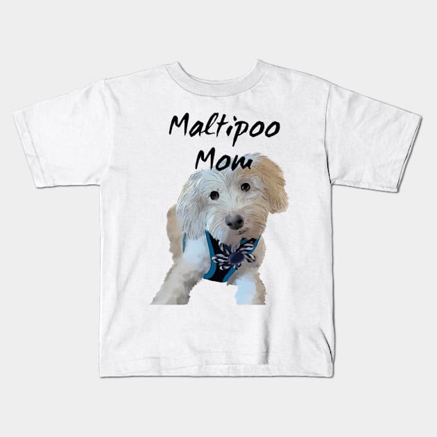 Maltipoo mom Kids T-Shirt by byEstherReid